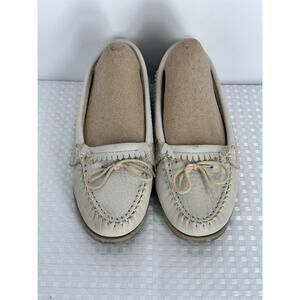 Sebago Soft White Leather Moccasin Loafer Women 6.0 M Casual Boat Driving